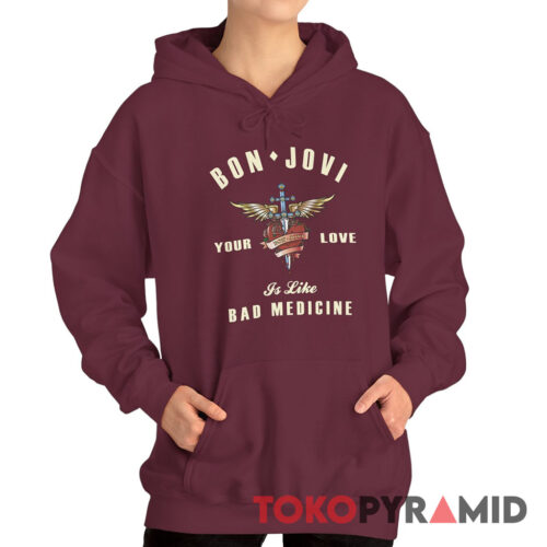 Rare Vintage Bon Jovi Your Love Is Like Bad Medicine Hoodie