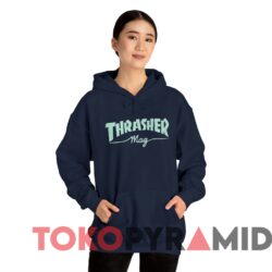 Rare Vintage Camiseta Thrasher Mag Feminina Logo Tee 4 Rare Vintage Camiseta Thrasher Mag Feminina Logo Tee Woman Navy Hoodie