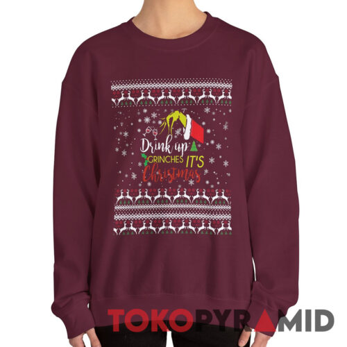 Rare Vintage Drink Up Grinches Ugly It's Christmas Sweatshirt
