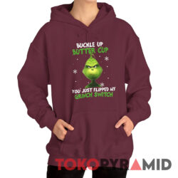Rare Vintage Grinch Buckle Up Butter Cup You Just Flipped My Grinch Switch Hoodie