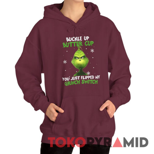 Rare Vintage Grinch Buckle Up Butter Cup You Just Flipped My Grinch Switch Hoodie