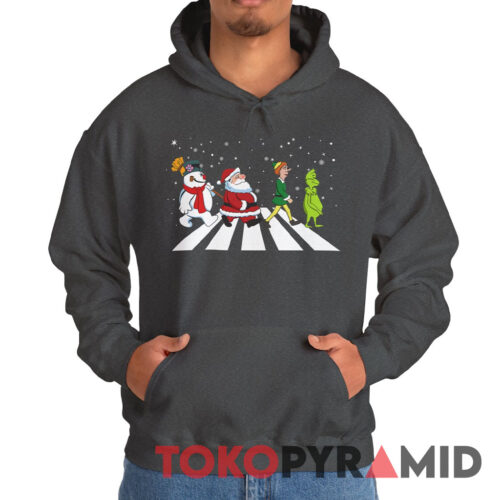 Rare Vintage Grinch Elf Santa And Snowman Road Merry Christmas Hoodie