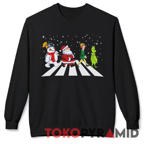 Rare Vintage Grinch Elf Santa And Snowman Road Merry Christmas Shirt