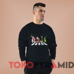 Rare Vintage Grinch Elf Santa And Snowman Road Merry Christmas Sweater Man Black Sweater