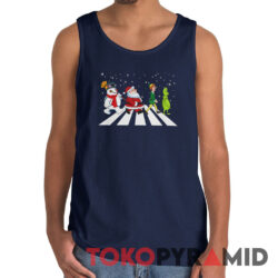 Rare Vintage Grinch Elf Santa And Snowman Road Merry Christmas Tank Top