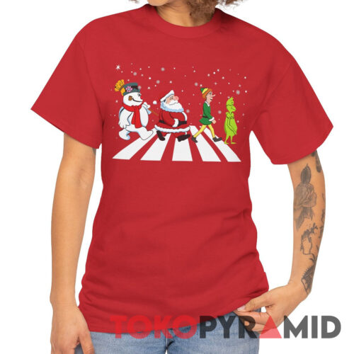 Rare Vintage Grinch Elf Santa And Snowman Road Merry Christmas Tee