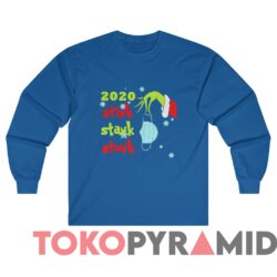 Rare Vintage Grinch Hand Holding Mask 2020 Stink Stank Stunk Sweater Royal Long sleeved