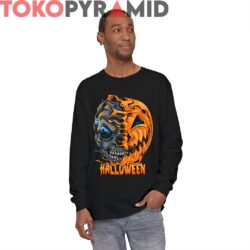 Rare Vintage Halloween Half Skull Pumpkin Shirt 3 Rare Vintage Halloween Half Skull Pumpkin Shirt