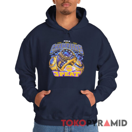 Rare Vintage Lakers 3 Peat Ring NBA Champions Tee Kobe x Shaq Hoodie