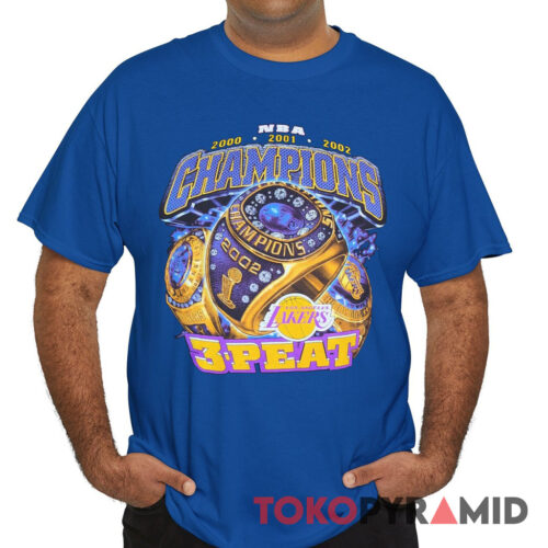 Rare Vintage Lakers 3 Peat Ring NBA Champions Tee Kobe x Shaq Shirt