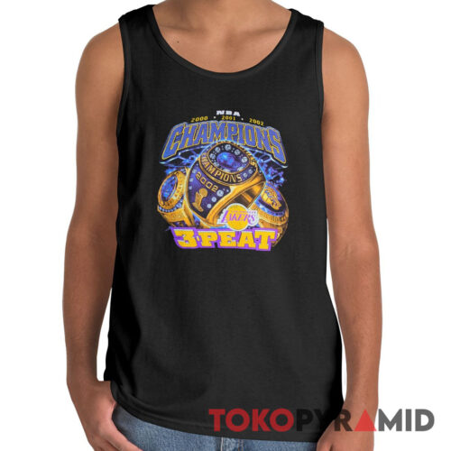 Rare Vintage Lakers 3 Peat Ring NBA Champions Tee Kobe x Shaq Tank Top
