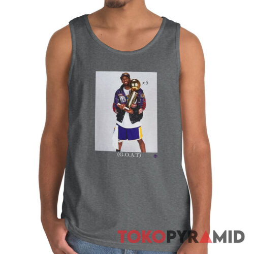 Rare Vintage Lakers Goat Kobe Bryant X5 Champions Trophy Photo Tank Top