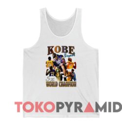 Rare Vintage Lakers Kobe Bryant 5X World Champion Inspired Bootleg Tee White Tanktop