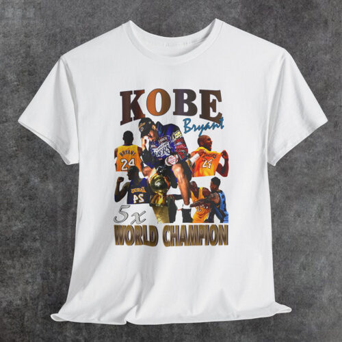Rare Vintage Lakers Kobe Bryant 5x World Champion Inspired Bootleg Tee