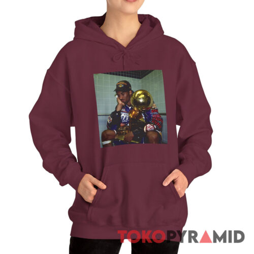 Rare Vintage Lakers Kobe Bryant Sitting Holding Trophy Hoodie