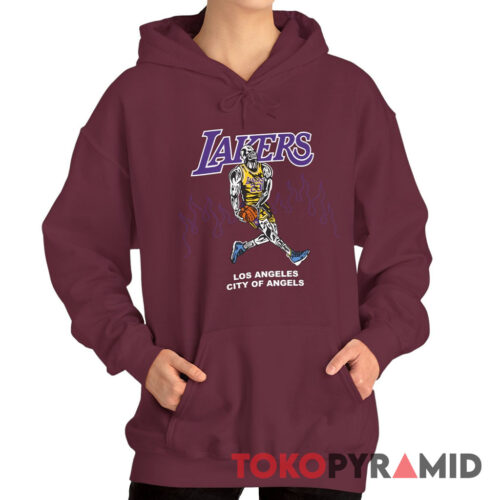 Rare Vintage LeBron James Skeleton 23 Warren Lotas LA Lakers Hoodie