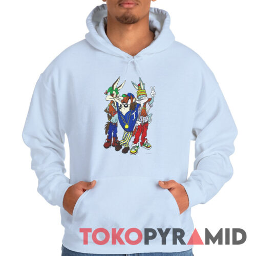 Rare Vintage Looney Tunes Hip Hop Bugs Taz Wile E Coyote Hoodie