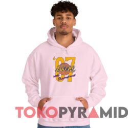 Vintage Los Angeles Lakers 07 World Champions Tee 4 Rare Vintage Los Angeles Lakers 07 World Champions Tee Light Pink Hoodie