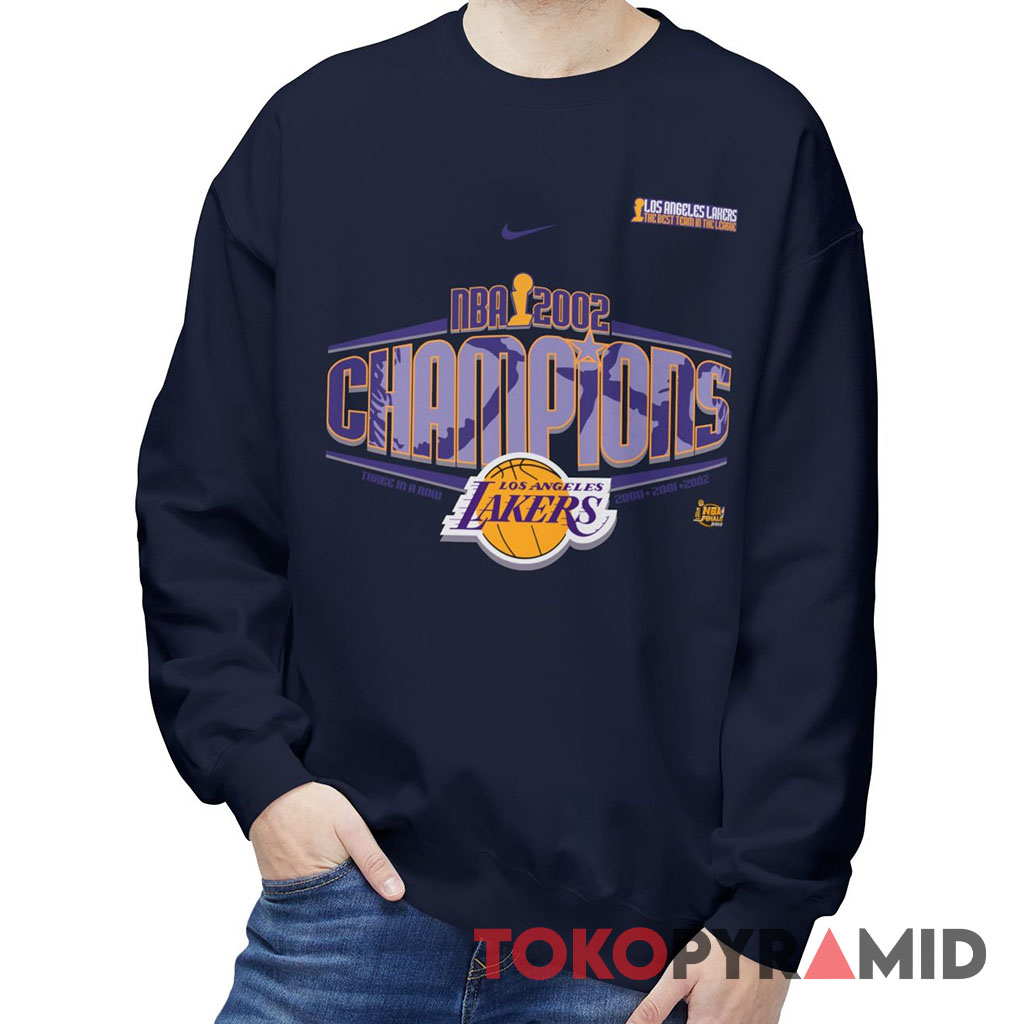 Rare Vintage Los Angeles Lakers 2002 NBA Champions Three In A Row Sweatshirt Rare Vintage Los Angeles Lakers 2002 NBA Champions Three In A Row Sweatshirt
