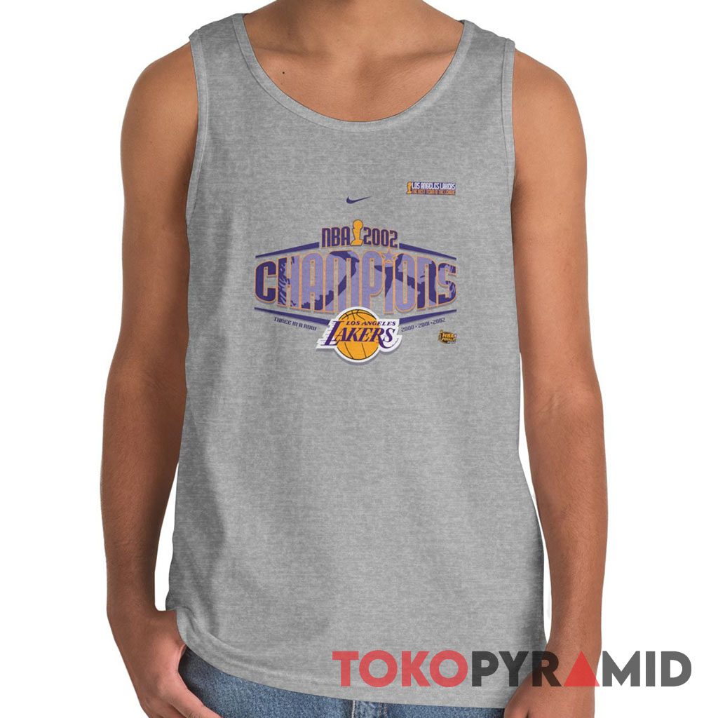 Rare Vintage Los Angeles Lakers 2002 NBA Champions Three In A Row Tank Top Rare Vintage Los Angeles Lakers 2002 NBA Champions Three In A Row Tank Top