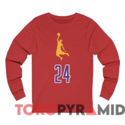 Rare Vintage Los Angeles Lakers Kobe Bryant 24 T-shirt 2 Rare Vintage Los Angeles Lakers Kobe Bryant 24 T shirt Red Long sleeved