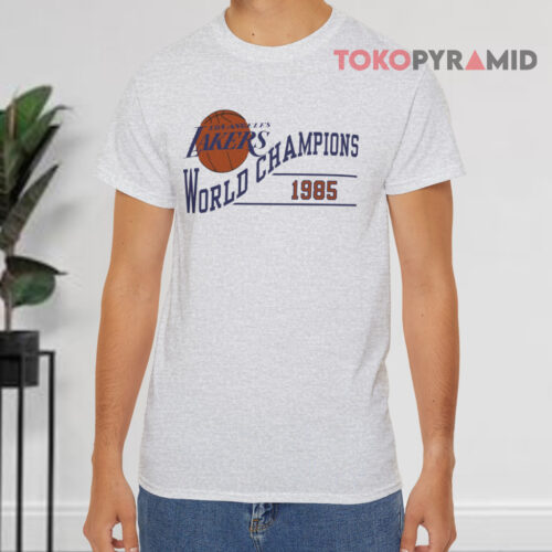 Rare Vintage Los Angeles Lakers Nba 1985 World Champions Grey T shirt