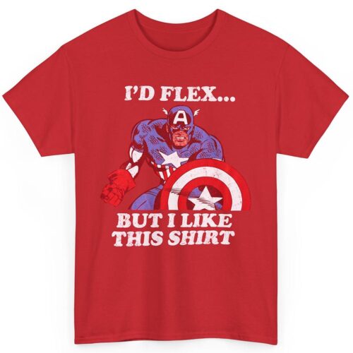 Rare Vintage Marvel Captain America I'd Flex Shirt