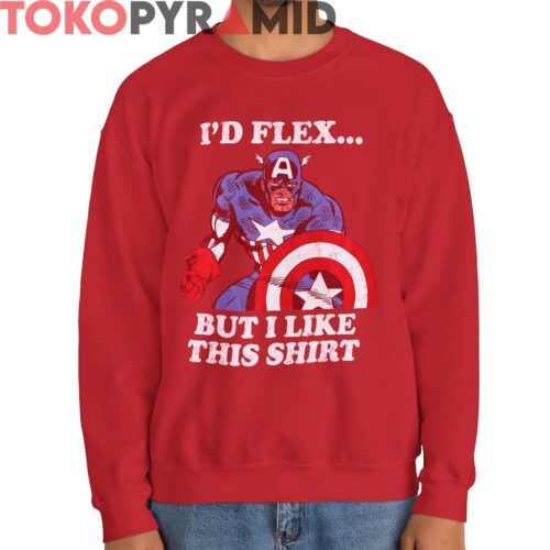 Rare Vintage Marvel Captain America I'd Flex Shirt