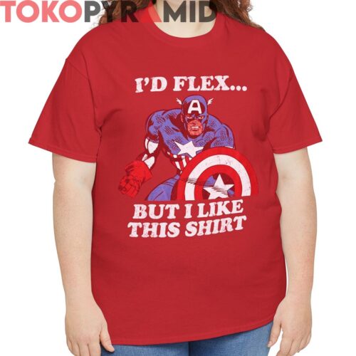 Rare Vintage Marvel Captain America I'd Flex Shirt