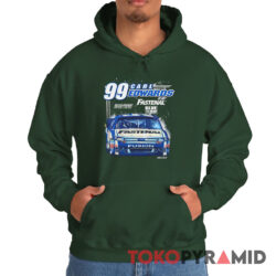 Rare Vintage Nascar Carl Edwards 99 Fastenal Blue Team Hoodie