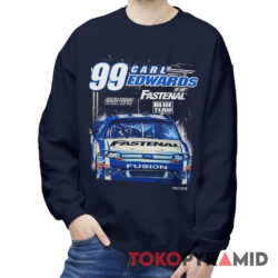 Rare Vintage Nascar Carl Edwards 99 Fastenal Blue Team Sweatshirt