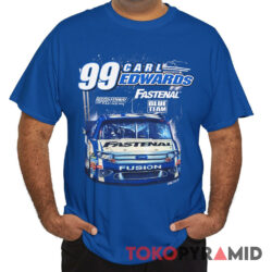 Rare Vintage Nascar Carl Edwards 99 Fastenal Blue Team T Shirt