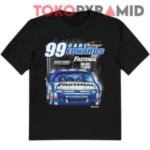 Rare Vintage Nascar Carl Edwards 99 Fastenal Blue Team T shirt
