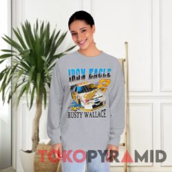 Rare Vintage Nascar Rusty Wallace Iron Eagle Grey Long sleeved