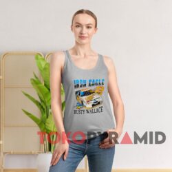 Rare Vintage Nascar Rusty Wallace Iron Eagle Grey Tank Top