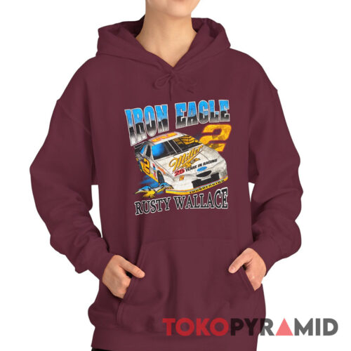 Rare Vintage Nascar Rusty Wallace Iron Eagle Hoodie