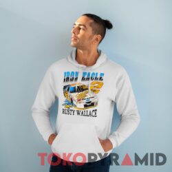 Rare Vintage Nascar Rusty Wallace Iron Eagle White Hoodie