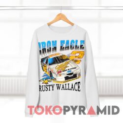 Rare Vintage Nascar Rusty Wallace Iron Eagle White Sweatshirt