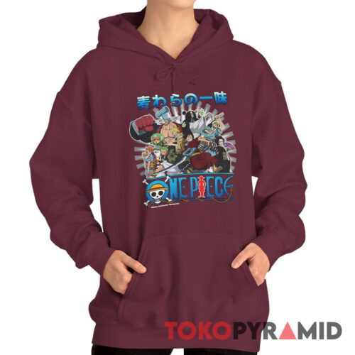 Rare Vintage One Piece Straw Hat Crew Cast Collage Hoodie