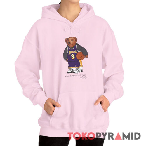 Rare Vintage Ralph Lauren Bear Lakers Kobe Bryant Polo Bear Hoodie