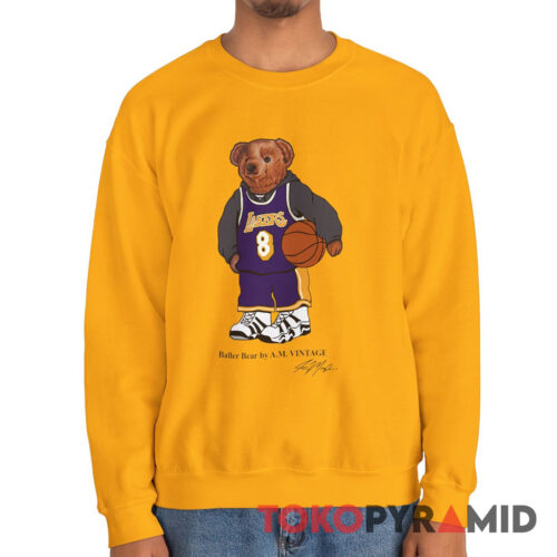 Rare Vintage Ralph Lauren Bear Lakers Kobe Bryant Polo Bear Sweatshirt