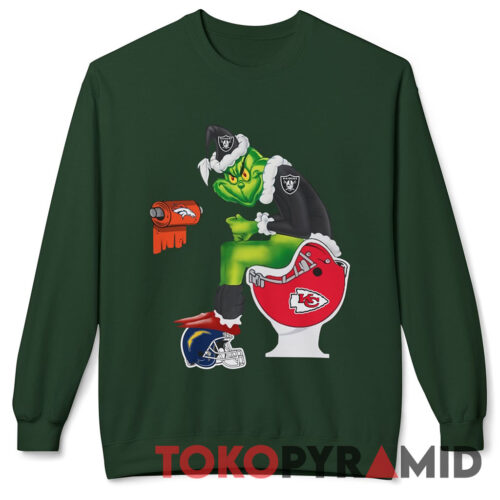 Rare Vintage Santa Grinch Oakland Raiders Toilet Christmas Shirt Rare Vintage Santa Grinch Oakland Raiders Toilet Christmas Shirt