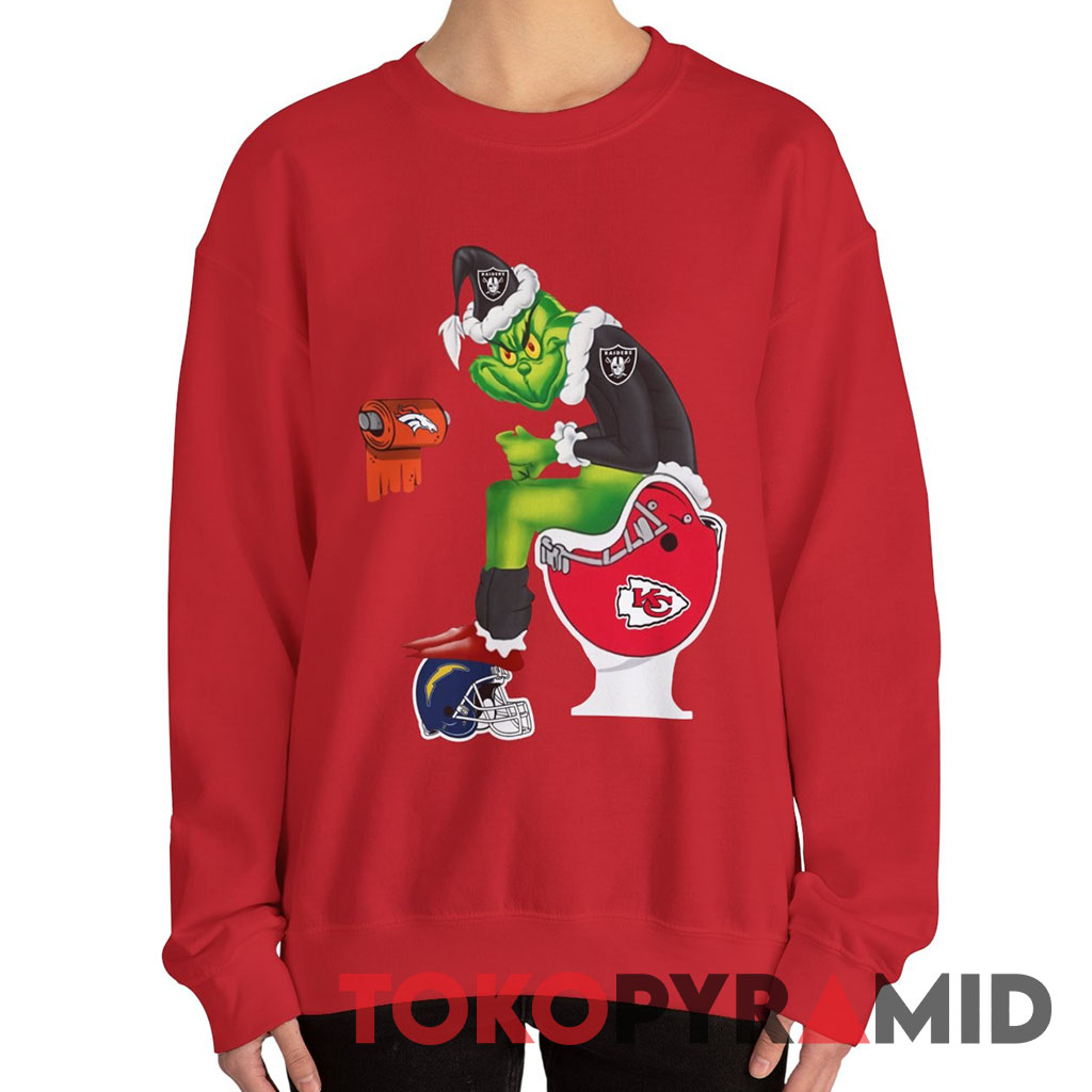 Rare Vintage Santa Grinch Oakland Raiders Toilet Christmas Sweatshirt Rare Vintage Santa Grinch Oakland Raiders Toilet Christmas Sweatshirt