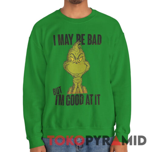Rare Vintage The Grinch Dr Seuss I May Be Bad Christmas Sweatshirt