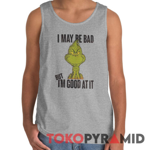 Rare Vintage The Grinch Dr Seuss I May Be Bad Christmas Tank Top