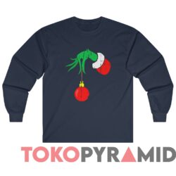 Rare Vintage The Grinch Hand Holding Ornament Sweatshirt 4 Rare Vintage The Grinch Hand Holding Ornament Sweater Navy Long sleeved