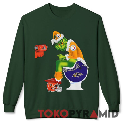 Rare Vintage The Grinch Santa Toilet NFL Football Pittsburgh Steelers Shirt