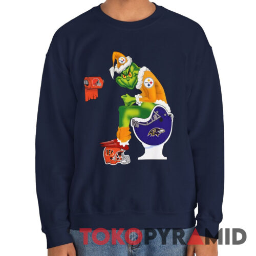 Rare Vintage The Grinch Santa Toilet NFL Football Pittsburgh Steelers Sweatshirt