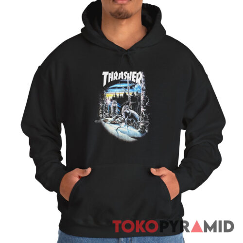 Rare Vintage Thrasher 13 Wolves Hoodie