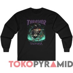 Rare Vintage Thrasher Diamond Supply Tee 3 Rare Vintage Thrasher Diamond Supply Tee Black Long sleeved